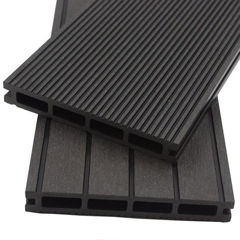 Home Deluxe – Lames de terrasse WPC anthracite 220x14,6x2,1 cm – Kit complet avec sous-construction et accessoires – Antidérapantes et résistantes aux intempéries (1/5)