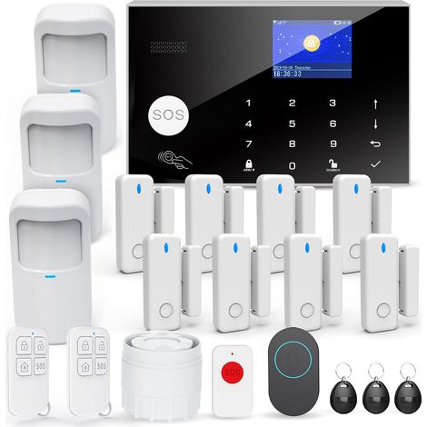 Alarme de Maison sans Fil WiFi, 20 Pièces GSM 4G Système de Sécurité Anti-Intrusion 120DB, Kits pour la Maison