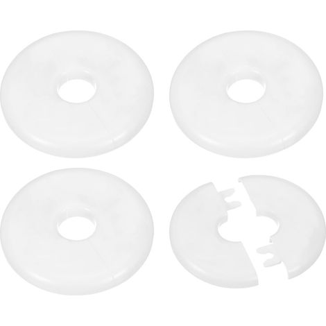 Brida espaciadora de 0,65"/16,5 mm para montaje en pared, paquete de 4 unidades, roseta redonda autoadhesiva de ABS para grifos y tuberías de agua, color blanco (1/5)