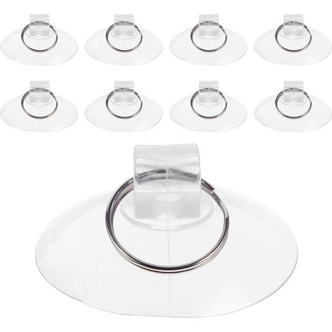 Crochets Muraux Ventouses Transparentes 10 Pièces Anneaux en Fer, Ventouses Épaisses 5,5 CM, pour Accrocher sur Carreaux et Fenêtres en Intérieur (1/5)
