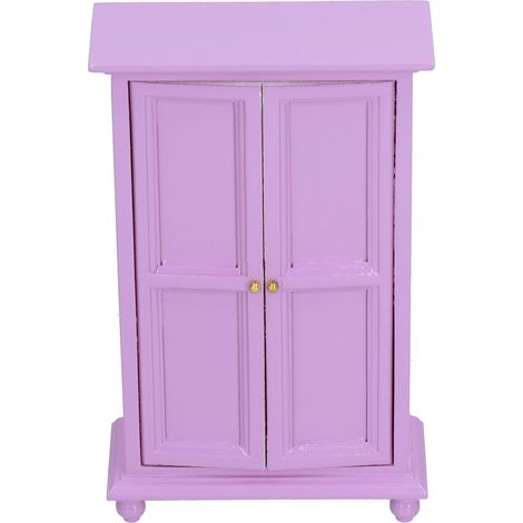 Armoire miniature pour maison de poupée à l'échelle 1/12, en bois, modèle d'armoire pour poupée, violette (1/5)