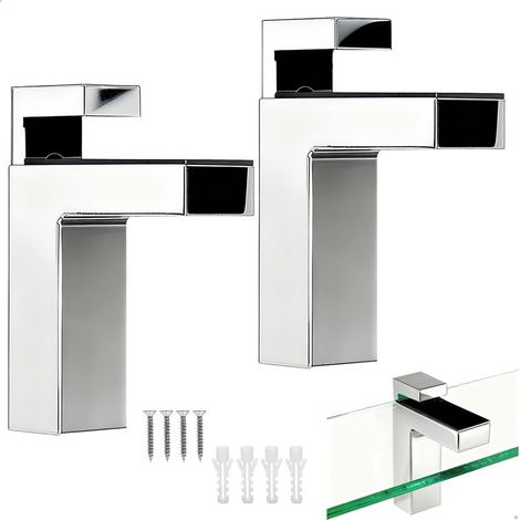 Glasregalhalterung, 2-teilige verstellbare Glasklemmen, Wandregalhalterungen mit Befestigungsschrauben für Holz- und Glasregale mit einer Dicke von 3 bis 28 mm (Silber) (1/5)