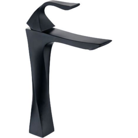 Robinet de lavabo robinet chaud et froid robinet d'armoire de salle de bain mode créative robinet de baignoire domestique en alliage de zinc, hauteur 31 cm, noir (1/4)