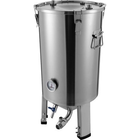 Cuve de fermentation, acier inoxydable 304, thermomètre intégré, Argent (1/2)