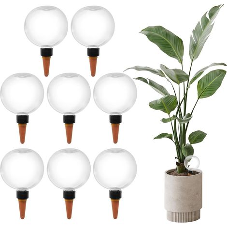 8 Pièces Distributeur Eau Plante, Matériau PP et Céramique, 500 ML, Arrosage Automatique, Intérieur et Jardin