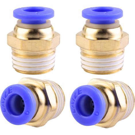 4 pièces 10 mm 1/2′′PT filetage extérieur droit Push to Connect Raccords de tube à emboîter pneumatique connecteur rapide PC PC6-1/4" (1/5)
