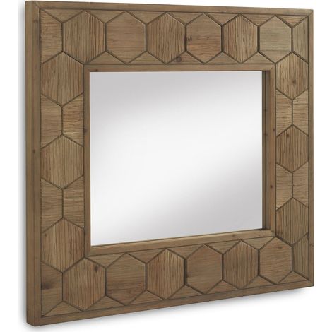 Miroir décoratif hexagonal bois de fresne naturel rustique - bois de fresne naturel vieilli (1/4)