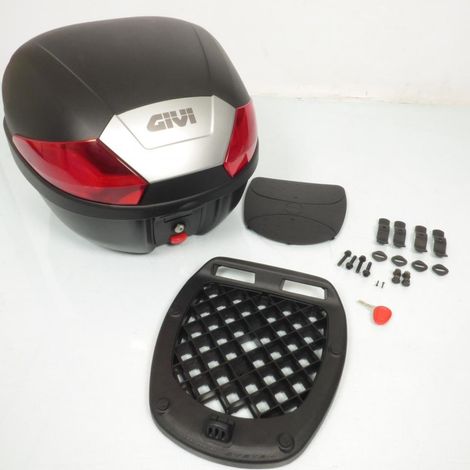 Top case noir gaufré avec catadioptres rouges syteme monolock (1/5)