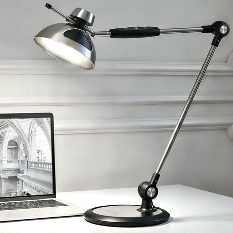 Lampe de Bureau LED avec Commande Gestuelle,Lampe de Table 12 Niveaux Luminosité, 3 Températures Couleur, Architecte Rétro avec Bras Articulé,Lumiere Bureau pour Lecture, Atelier