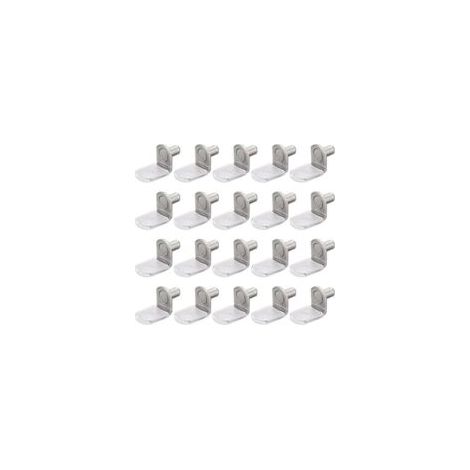 Paquete de 25 soportes para estantes en forma de L de 6 mm con fundas de goma para estantes de muebles, color plata - Crezuo