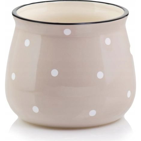 Cremefarbener Keramik-Blumentopf mit Punkten 10 x 13 cm (1/2)