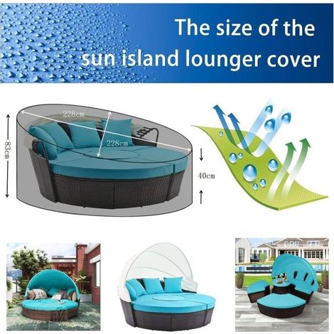 Housse de protection pour lit de jardin rond Ø228x83/40cm - Tissu Oxford robuste - Imperméable et anti-UV - Protection pour canapé-lit rond extérieur (1/4)