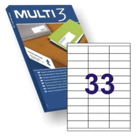 MULTI 3 4702 - Etiquetas adhesivas para impresión, inkjet laser y fotocopiadoras - Medida 70 x 25,4 mm, pack de 100 hojas