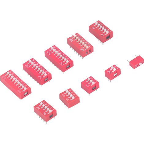 Kit de 45 interrupteurs DIP assortis (marche/arrêt, à bascule, pas de 2,54 mm, positions 1 à 9) pour plaques d'essai de circuits imprimés