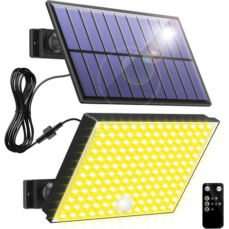 Solar-Gartenleuchte mit 400 LEDs, Bewegungsmelder, 3 Leuchtmodi, wasserdicht, warmgelb, für Sicherheit und Beleuchtung (1/5)