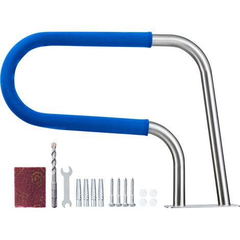 VEVOR Barandilla de Piscina, Soporta hasta 100 kg, Acero Inoxidable 304, con Funda Antideslizante Desmontable y Numerosos Accesorios, para Piscinas, Parques Acuáticos y Spas, 788 x 100 x 558 mm