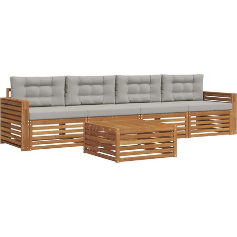 Conjunto de sofás de exterior 5 uds. Gris Natural y Claro vidaXL (1/5)