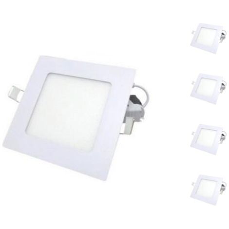Spot LED Extra Plat Carré 6W Blanc (Pack de 5) - Blanc Neutre 4000K - 5500K - SILAMP (1/5)