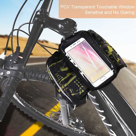 Sacoche de cadre avant de vélo étanche avec pochette tactile pour téléphone portable, accessoire de vélo (vert) (1/5)
