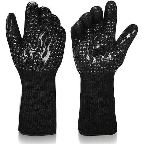 Gants de barbecue résistants à la chaleur jusqu'à 800 °C, en silicone antidérapant pour une meilleure prise en main, gants de cuisine multifonctions pour griller et cuire au four. (1/4)