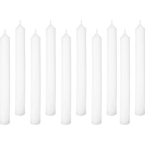Lot de 10 Bougies Bâtons "Many" 25cm Blanc (1/3)