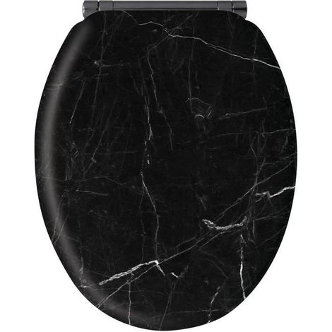 Gelco WC-Sitz aus schwarzem Marmor MDF FSC 46x38,3 cm (1/3)