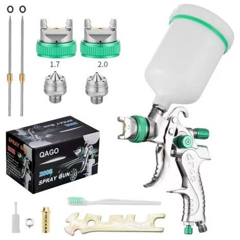 Professionnel Pistolet à Peinture Haute Pression Kit Pistolet à Pulvérisation d'Air Pistolet a Peinture Pneumatique à Alimentation par Gravité HVLP 600CC 1.4MM/1.7MM/2.0MM 3 Taille Buses DiyA (1/5)