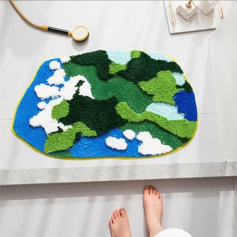 Tapis - Tapis moderne - Imitation cachemire - Tapis lavable - Moelleux - Tapis de cuisine antidérapant - Tapis de couloir - Tapis - 50 x 80 cm - 1 pièce Vert 50 cm x 80 cm (1/5)
