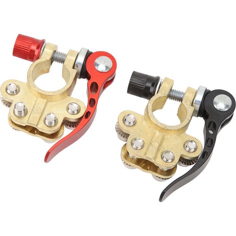Lot de 2 connecteurs de bornes de batterie automobile avec connecteur à pince à 4 bornes noir et rouge pour remorque de bateau, compatible avec les bornes SAE ou JIS de type A. (1/5)