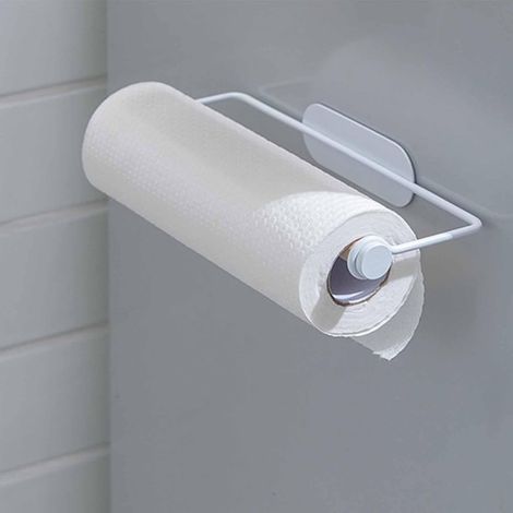 Paper Towel Holder, Iron and Beech Wood Towel Holder, Adhesive Dispenser for Kitchen, Bathroom and Storage (1/5)