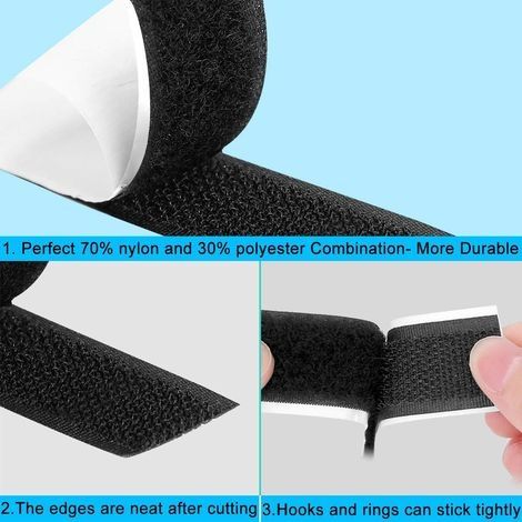 Selbstklebendes Klettband, besonders starke Klebekraft, geeignet für alle Arten von Installationen, Bilderrahmen (Schwarz - 2 cm x 10 m) (1/3)
