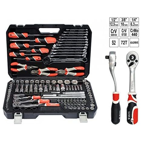 YATO YT-38881 - socket set 1/4 ", 3/8", 1/2 "129pcs (1/5)