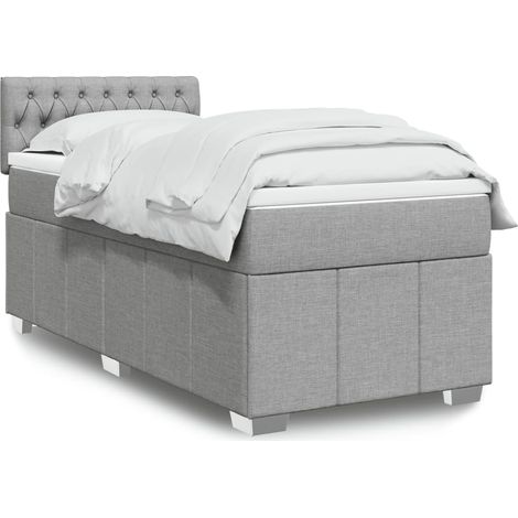 Boxspringbett mit Matratze Hellgrau 100x200 cm Stoff