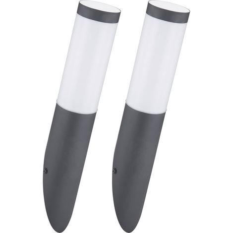 Set di 2 applique da esterno per facciate ACCIAIO INOX torcia lampada da giardino antracite in un set con lampadine a LED