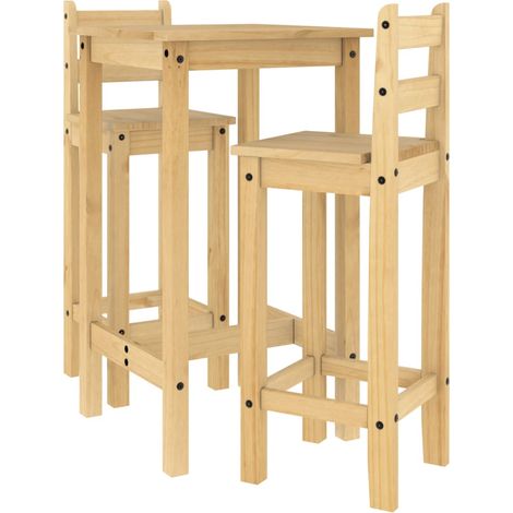 Ensemble de bar 3 pcs，Salon de jardin Bois de pin massif CFW31040 (1/5)