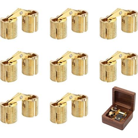 Set of 8 M8 Mini Concealed Copper Hinges. Invisible copper finish. Suitable for cabinets and furniture. 180-degree opening angle. (1/5)