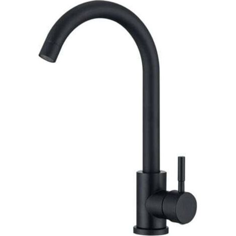 Black kitchen mixer tap, 360° swivel spout, durable stainless steel sink mixer tap - kitchen faucet