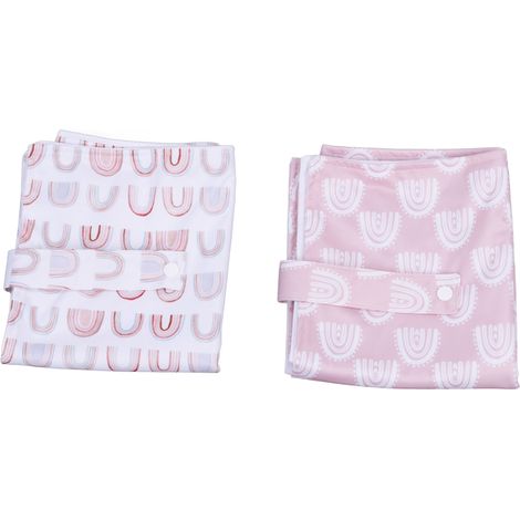 Kit comprenant 2 protège-matelas imperméables pour bébés, lavables, réutilisables, pliables, portables et dotés d'un joli design qui protègent contre l'énurésie nocturne et l'incontinence. (1/5)