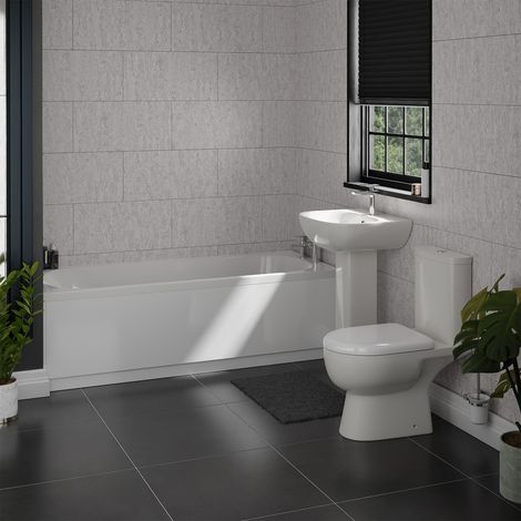 Monza 1700mm Straight Bath Designer Bathroom Suite (1/3)