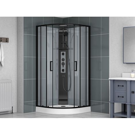 SATBOX Cabine 90x90cm quart de cercle noir mat (SATPROBOXS90CT) (1/4)