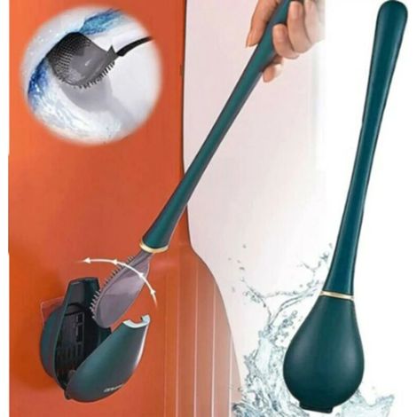 Silicone Toilet Brush and Holder, Flexible and Soft Toilet Brush Head for Deep Cleaning, Freestanding/Wall-Mounted Toilet Brush Holder (1/5)