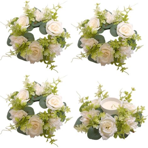 4 couronnes d'hortensia artificielles pour piliers, Noël, mariage, table, maison (1/5)