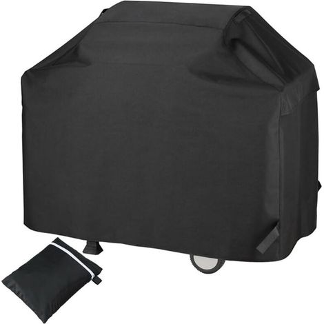 Housse Barbecue Exterieur, Bâche Résistante de 210D Oxford Protection BBQ à Gaz, Housse Plancha Imperméable, Protection UV, Coupe-Vent, Anti-poussière (145x61x117cm Noir)