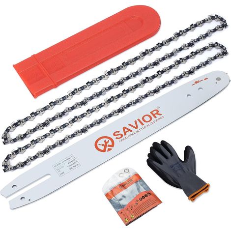 Savior 2 Chainsaw Chains with Guide Guard and Guide 35 cm Compatible with MS170 MS171 MS180-3/8" LP 1.1mm 50 Links (1/5)