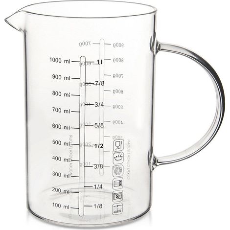 Vaso medidor de vidrio para cocina de 1 litro (1/5)