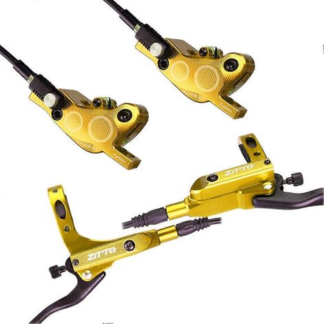 ZTTO High-End Vierkolben-Hydraulikscheibenbremse für Mountainbikes, beidseitig, gelb (1/5)