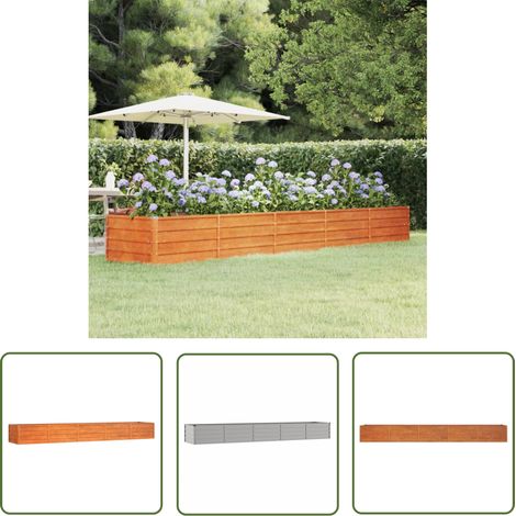 The Living Store Lit surélevé de jardin rouillé 400x80x45 cm acier corten - Jardiniere - Bac Acier - Plante Exterieur - Pot De Fleurs Extérieur - Décoration Jardin (1/5)