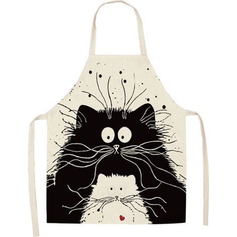 Tablier de Chat Mignon, Tablier de Cuisine en lin pour Barbecue, Cuisine et Peindre, pour Homme et Femme, Cadeau pour Papa et Maman (1/4)