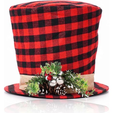 Weihnachtsbaumspitze mit Tannenzapfen. Karierte Weihnachtsbaumspitzen für die Weihnachtsfeier. Rot & Schwarz (1/5)