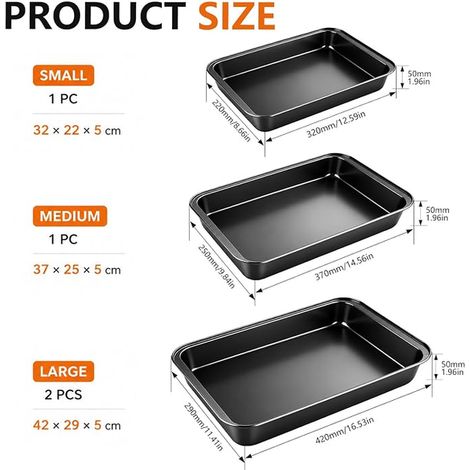 plaques de cuisson rectangulaires en acier carbone pour four, pâtisserie, mariage, anniversaire S, M, L (1/4)
